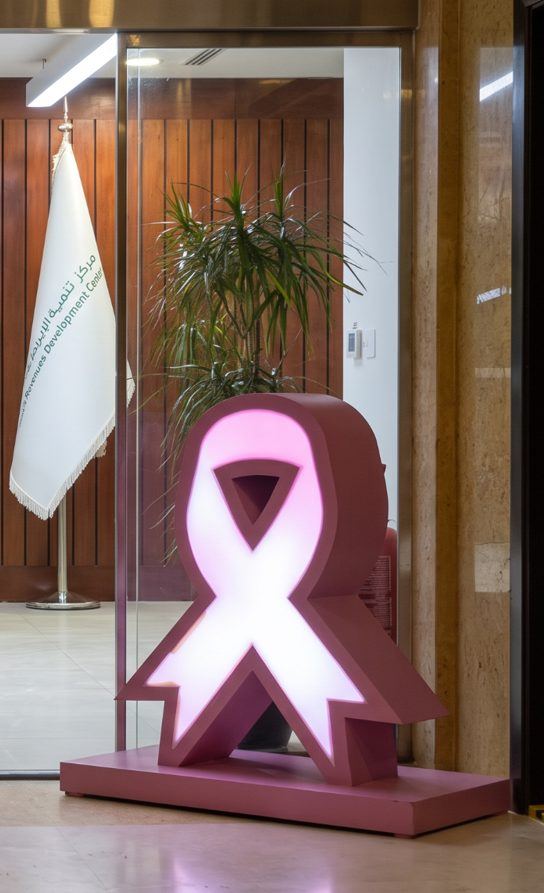 مجسم مضيء لشريط التوعية بسرطان الثدي